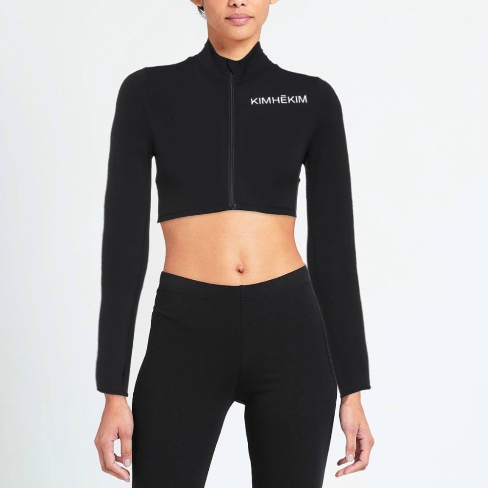 Kimhēkim Black Logo Zip-Up Crop Top - Fits XS/Small (Tag M) - RRP $275